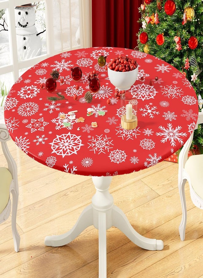 misaya مفرش طاولة دائري من ميسايا، مزود بحافة مطاطية، مقاوم للماء بنسبة 100% ومقاوم للزيوت، مصنوع من الفينيل والفانيلا، يناسب الطاولات المستديرة بقياس 36-44 بوصة لعشاء عيد الميلاد. - Image 1